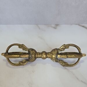 Antique Brass Nepalese Buddhist Thunderbolt Tiantie Vajra Droje